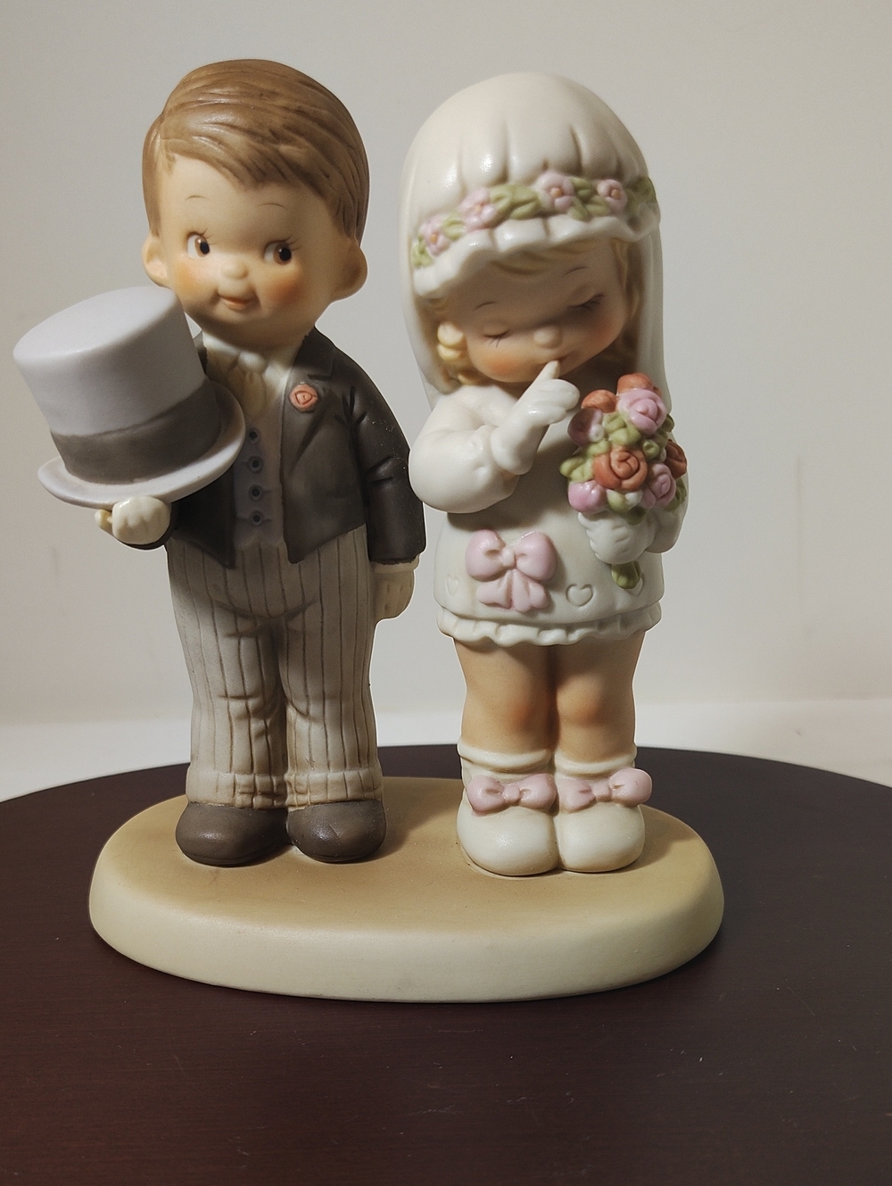 Enesco White and Pink Bride & Groom Cake Topper Figurine